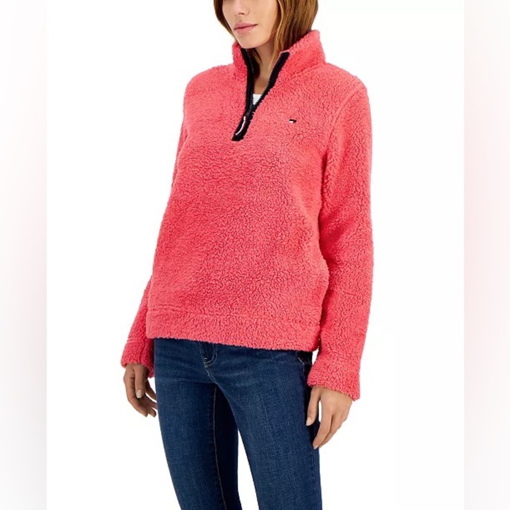 TOMMY HILFIGER Women's Sherpa 1/4-Zip Pullover Jacket